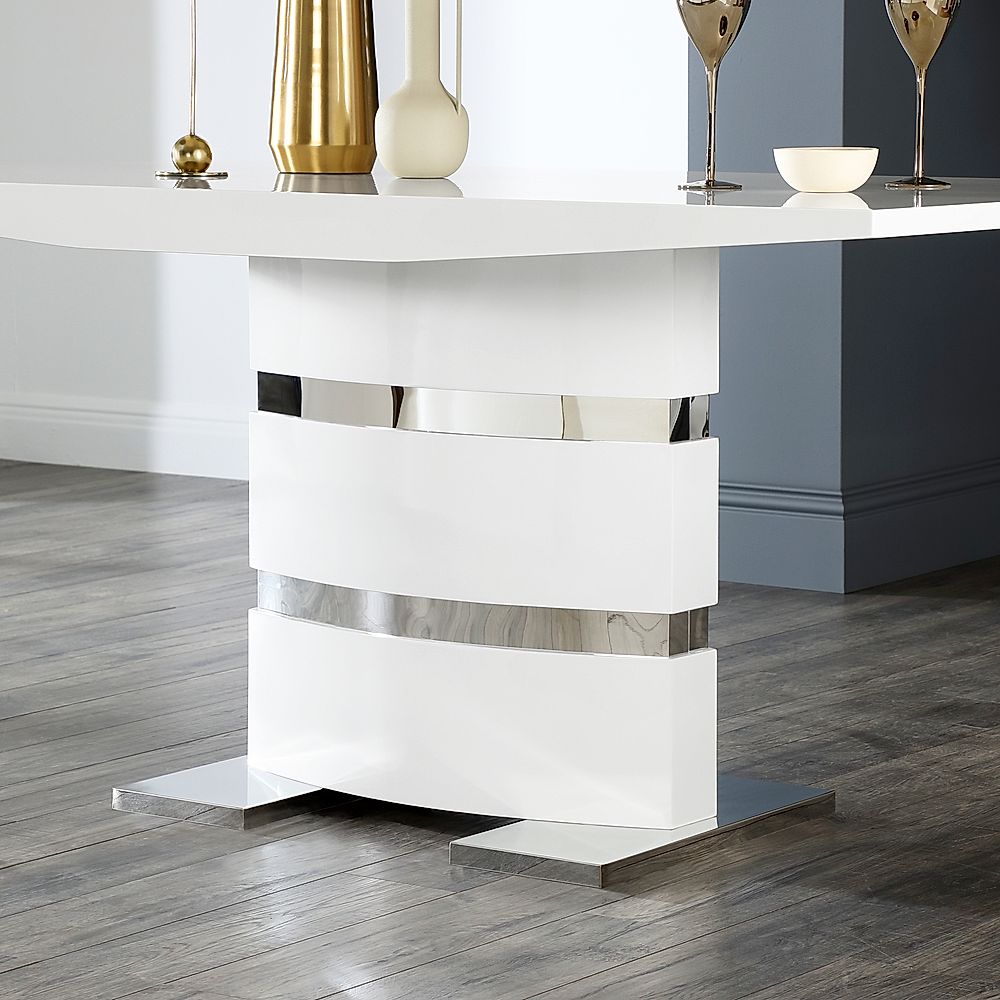 Komoro white high gloss dining deals table