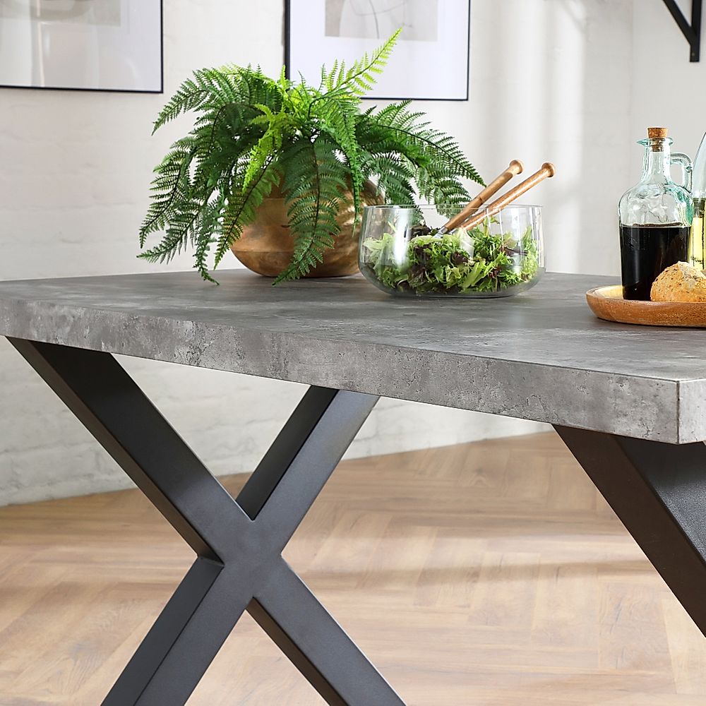 Grey concrete dining table and online chairs