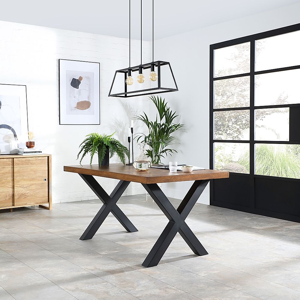 industrial oak dining table and bench set