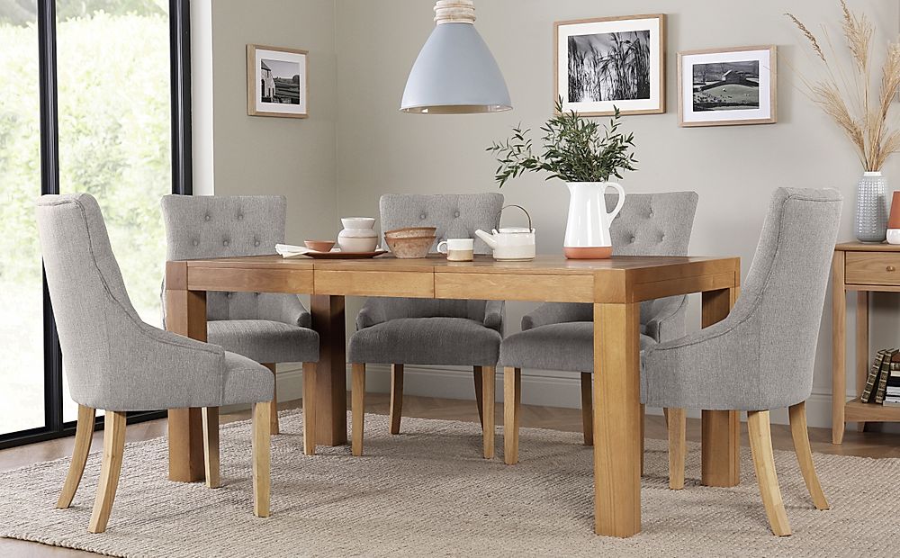 Cambridge Extending Dining Table & 4 Duke Chairs, Natural Oak Finish ...