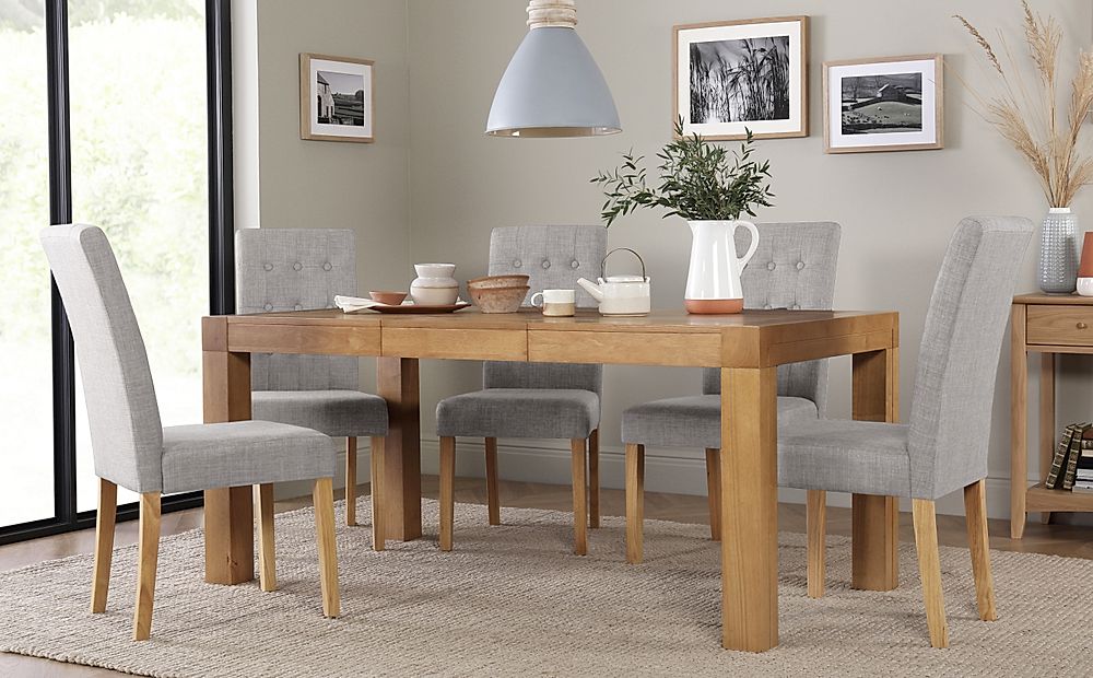 Cambridge Extending Dining Table & 6 Regent Chairs, Natural Oak Veneer ...