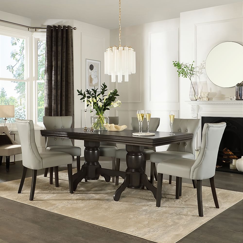 Chatsworth Extending Dining Table & 6 Bewley Chairs, Grey Birch Veneer ...