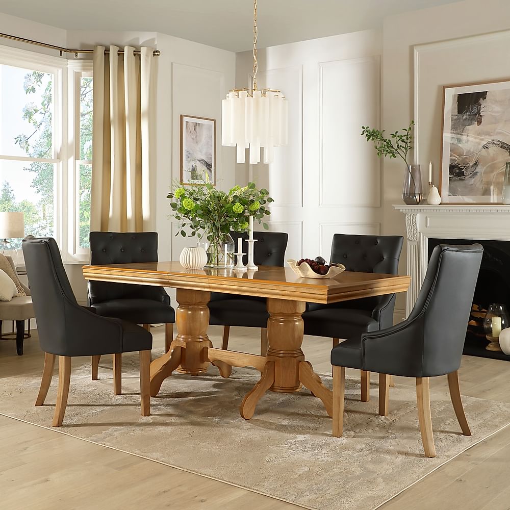 Chatsworth Extending Dining Table And 6 Duke Chairs Natural Oak Finished Birch Veneer And Solid 0910