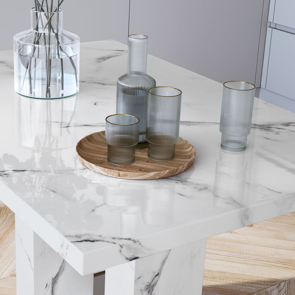 White marble table deals top