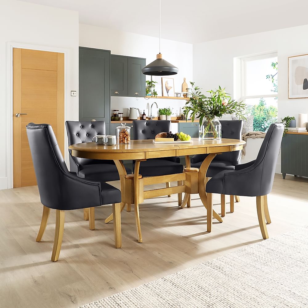 Townhouse Oval Extending Dining Table & 6 Duke Chairs, Natural Oak ...