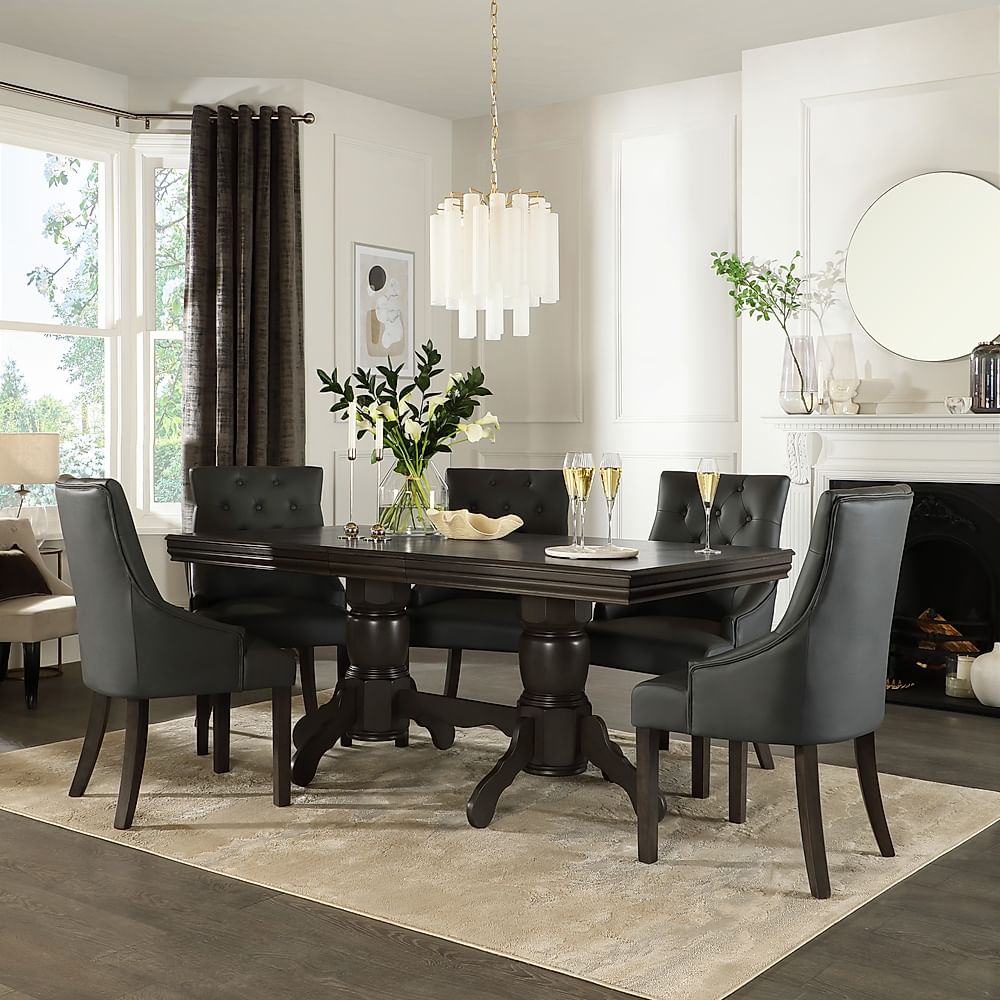 Chatsworth Grey Wood Extending Dining Table with 4 Duke Grey Chairs ...