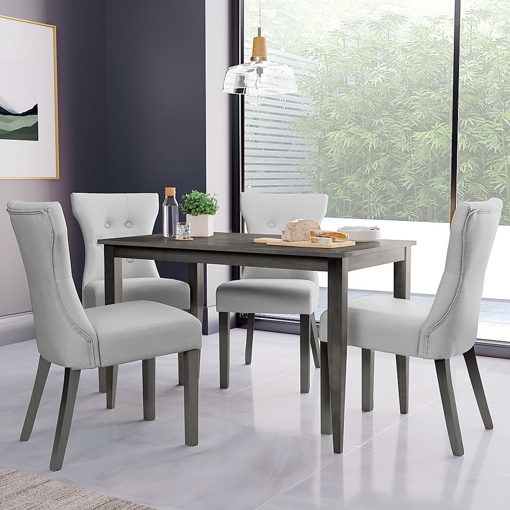 4 grey leather dining chairs