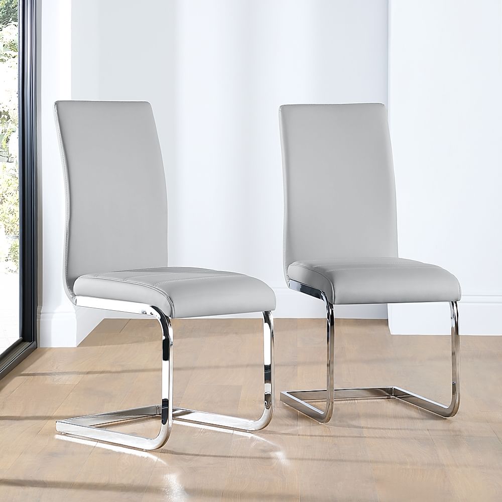 Cream faux leather dining chairs with chrome legs new arrivals