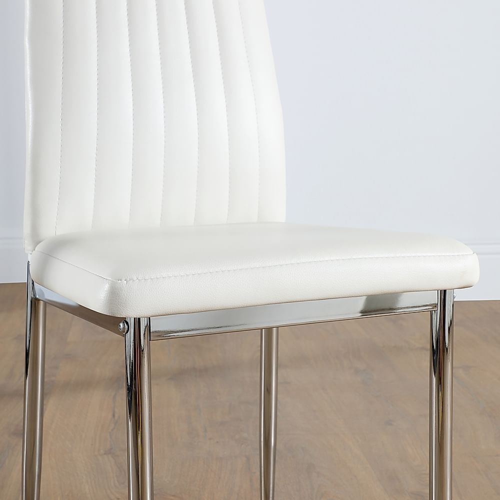 White faux deals leather dining bench