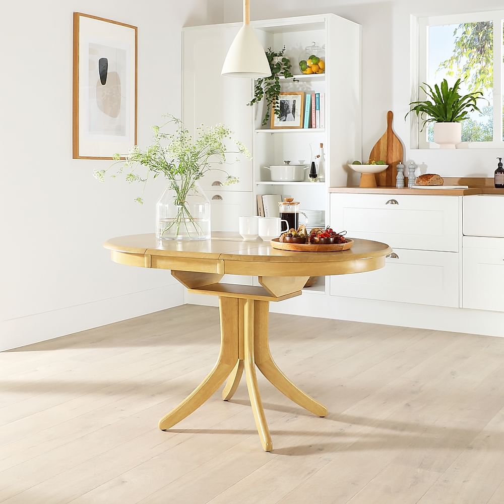 Hudson Round Extending Dining Table, 90-120cm, White Wood Only £299.99