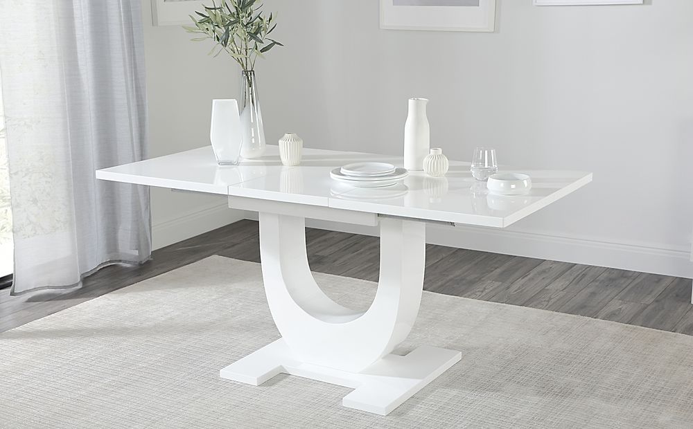 Oslo White High Gloss 120-160cm Extending Dining Table | Furniture And