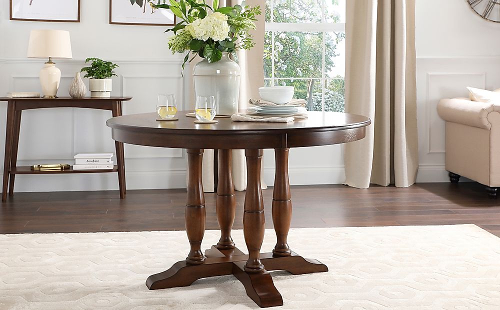 Highgrove Round Dark Wood 120cm Dining Table | Furniture Choice