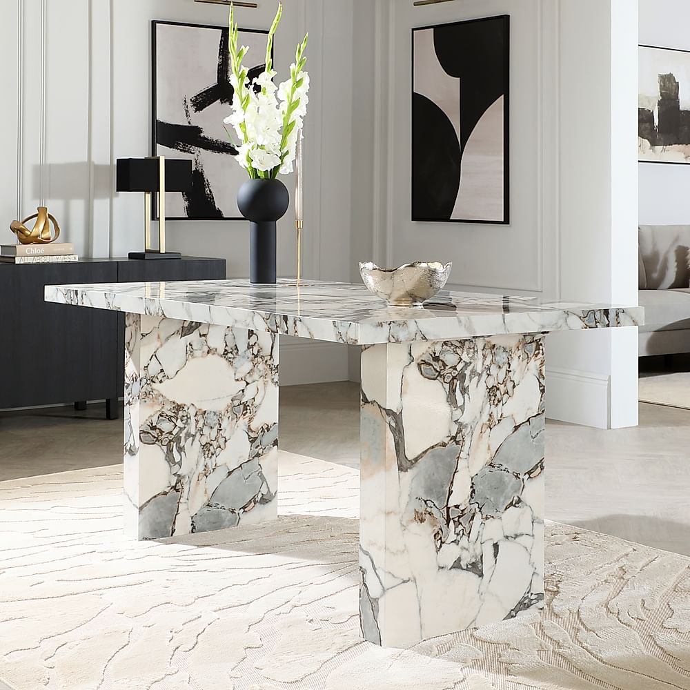 Caserta Dining Table, 160cm, Calacatta Viola Marble Effect