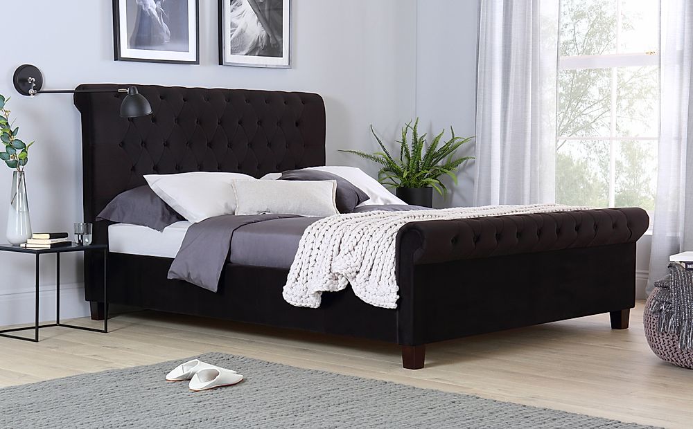 Orbit Black Velvet Bed Double Only £329.99 Furniture Choice