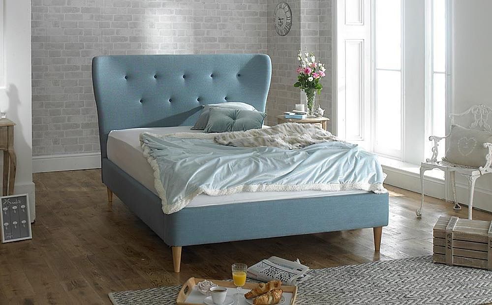 Aurora Blue Fabric Double Bed Only £369.99 | Furniture Choice