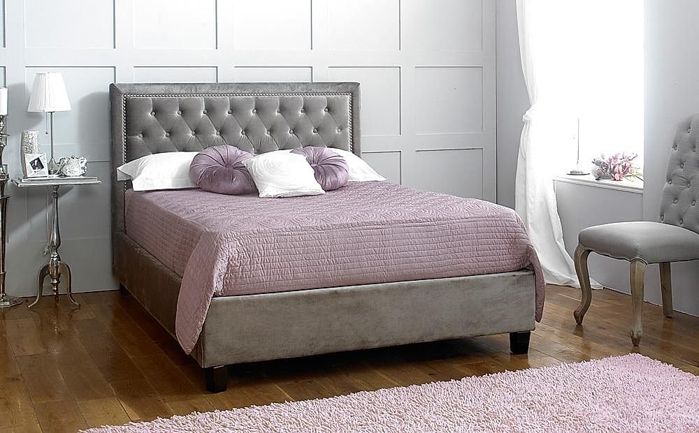 Rhea Grey Fabric Double Bed | Furniture Choice