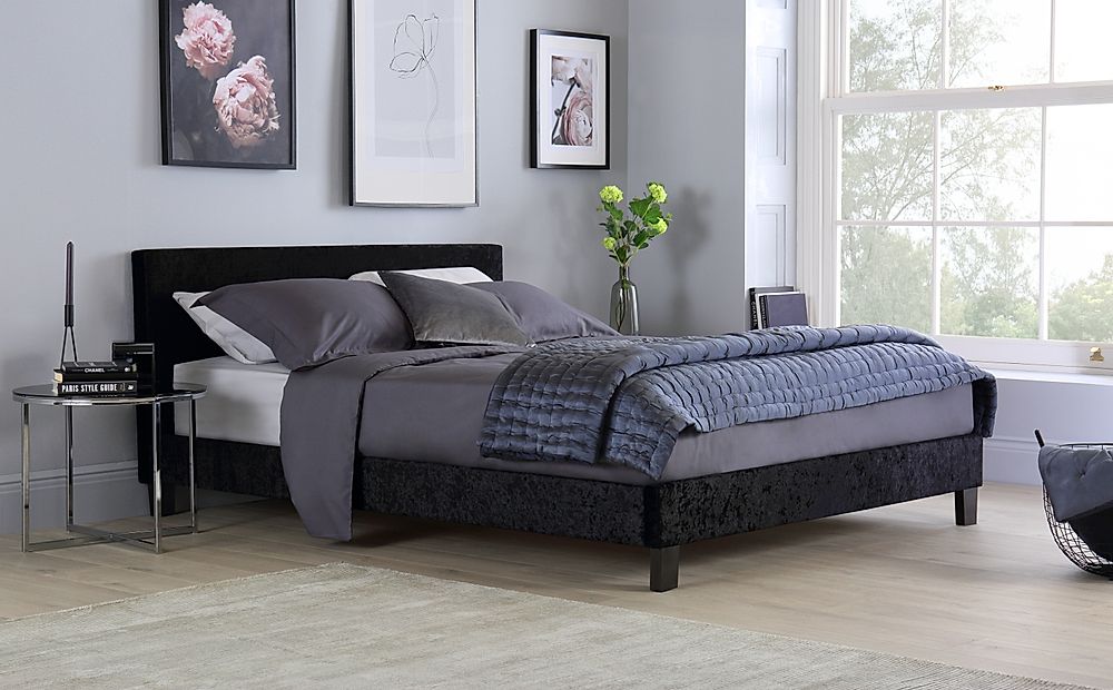 black crushed velvet small double bed