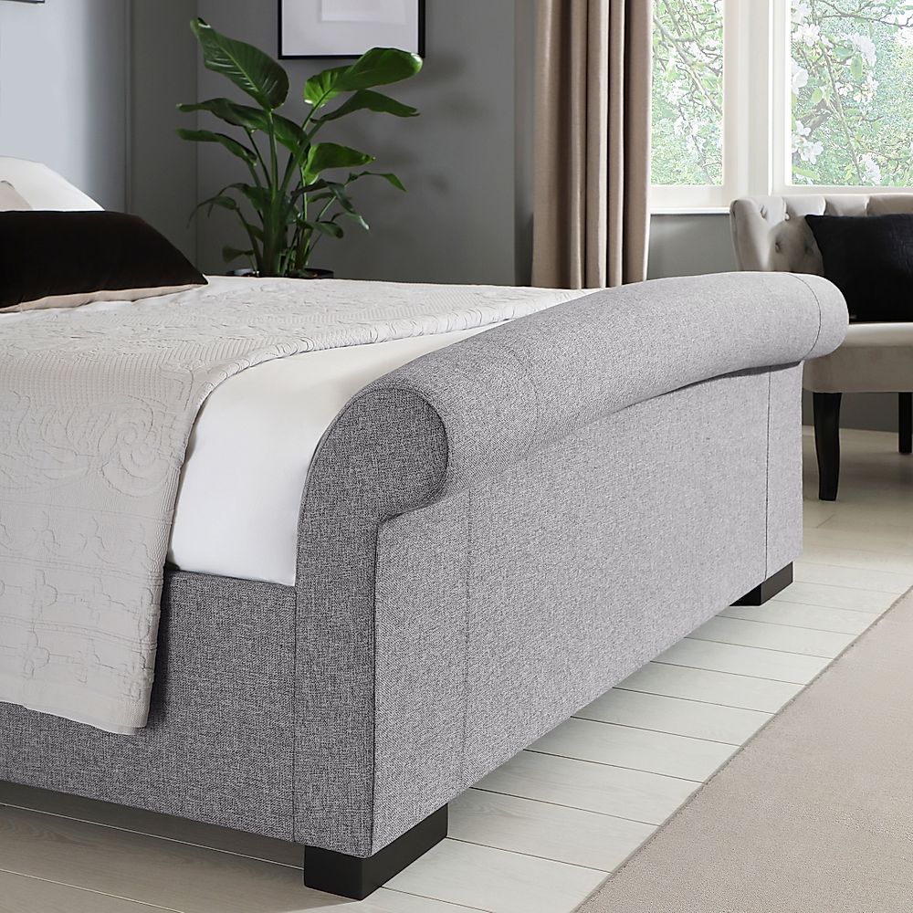 King size online fabric sleigh bed