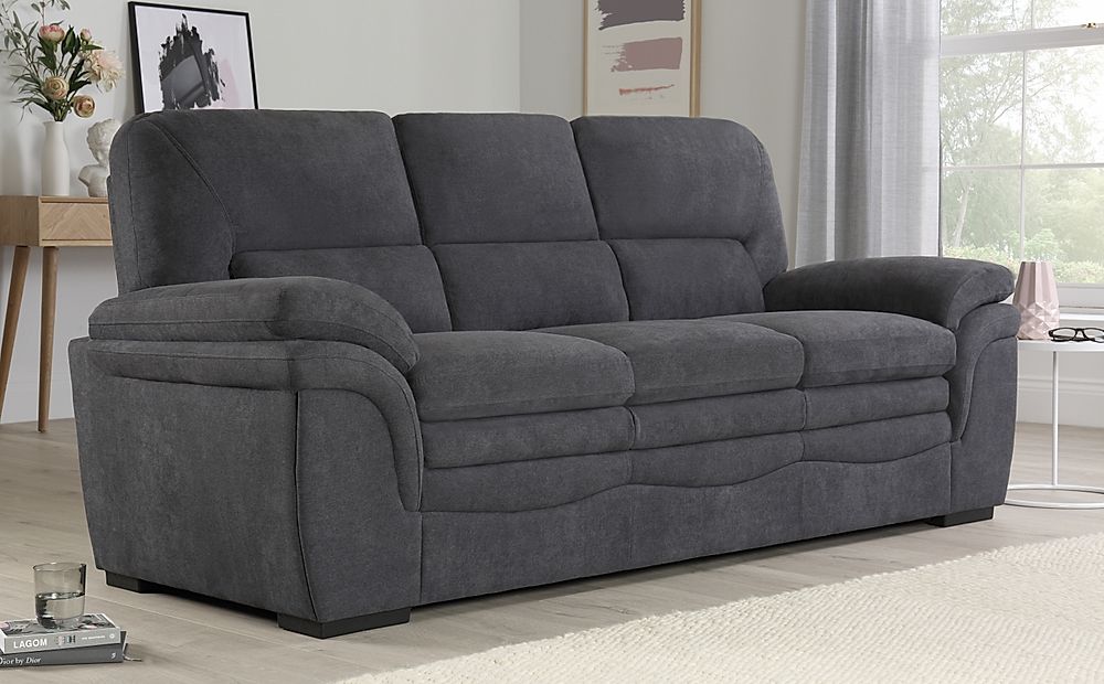 size calculator frame Plush  Sofa Seater Sutton  Slate 3 Grey Furniture Fabric