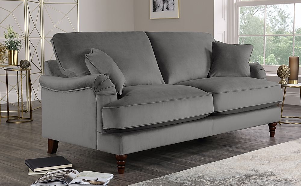 Charleston Grey Velvet 3 Seater Sofa | Furniture Choice