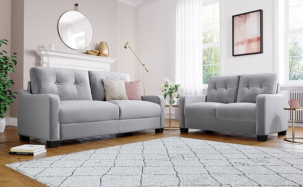 Belmont Grey Velvet  3 2 Seater Sofa  Set Furniture And Choice