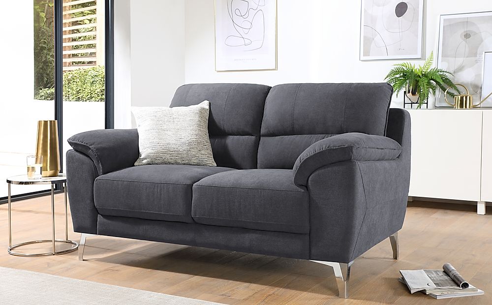 Madrid Slate Grey Plush Fabric 2 Seater Sofa | Furniture And Choice