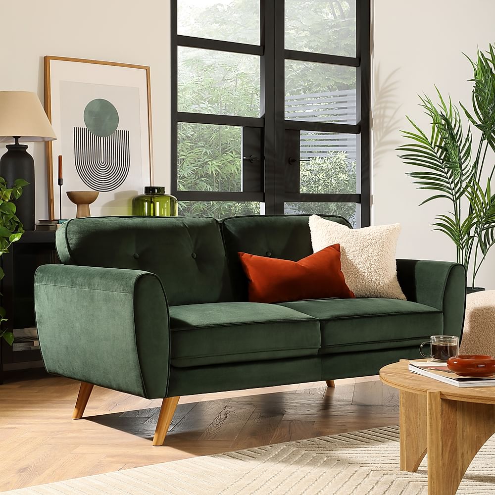 Harlow 2 Seater Sofa, Moss Green Classic Velvet
