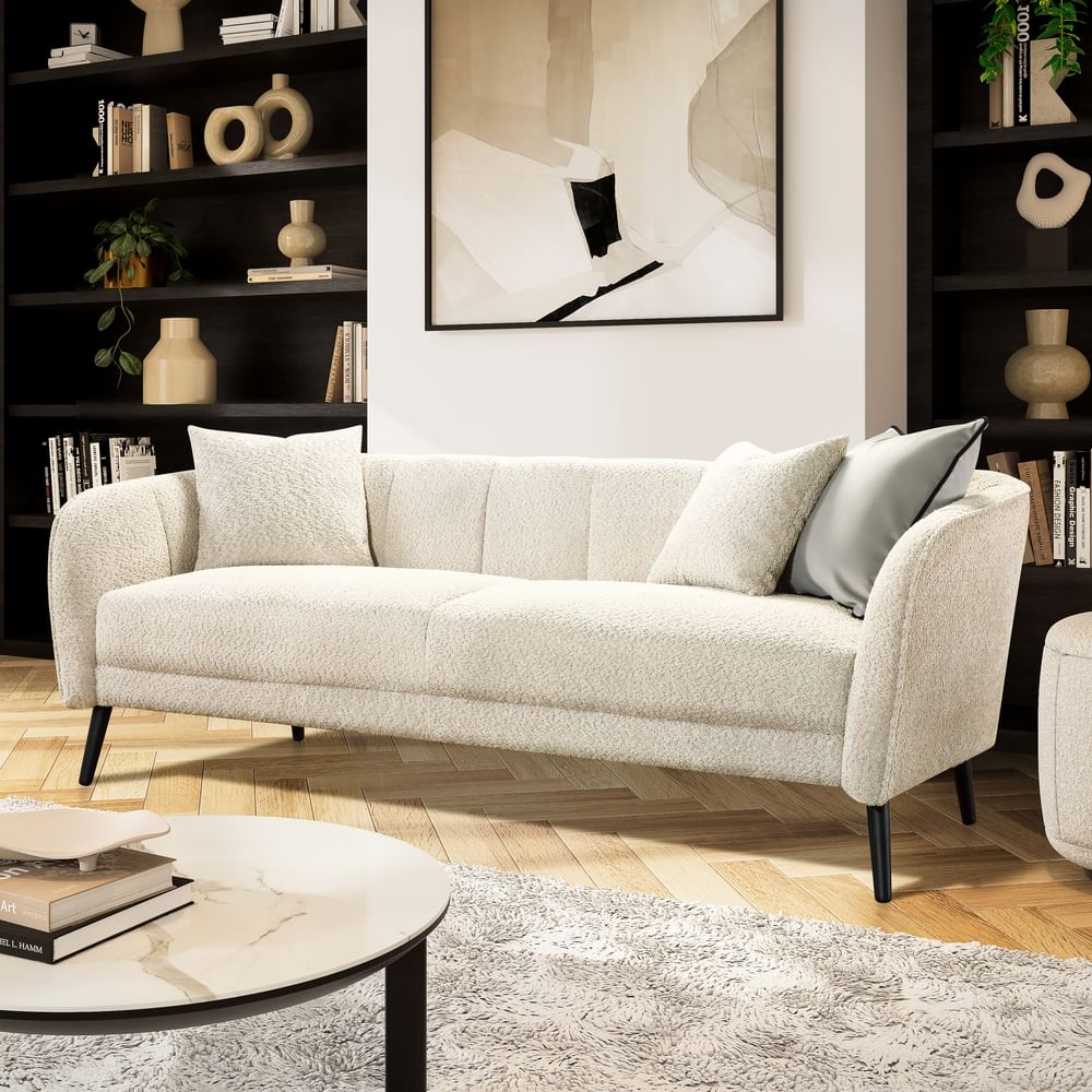 Loren 3 Seater Sofa, Ivory Classic Boucle Fabric