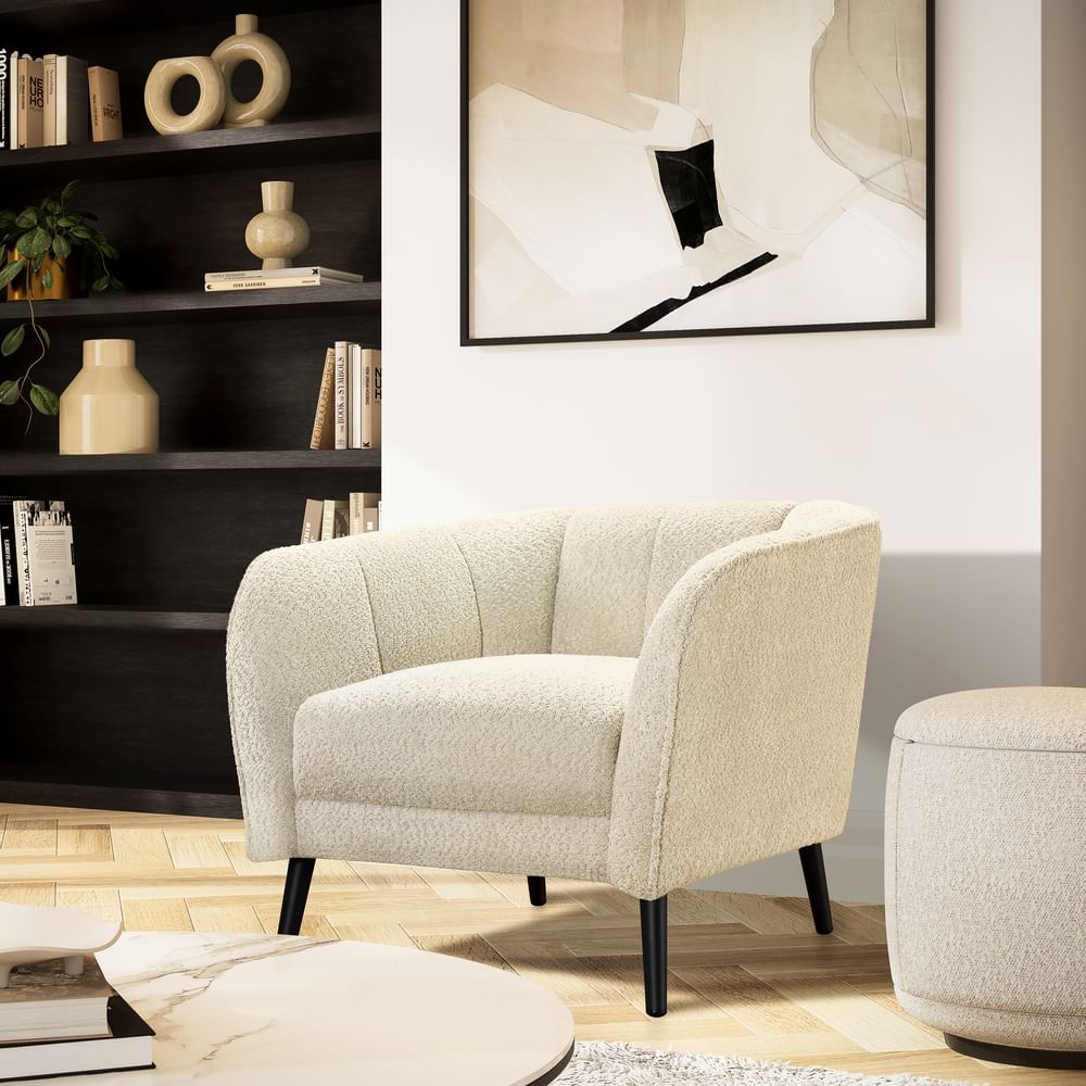 Loren Armchair, Ivory Classic Boucle Fabric