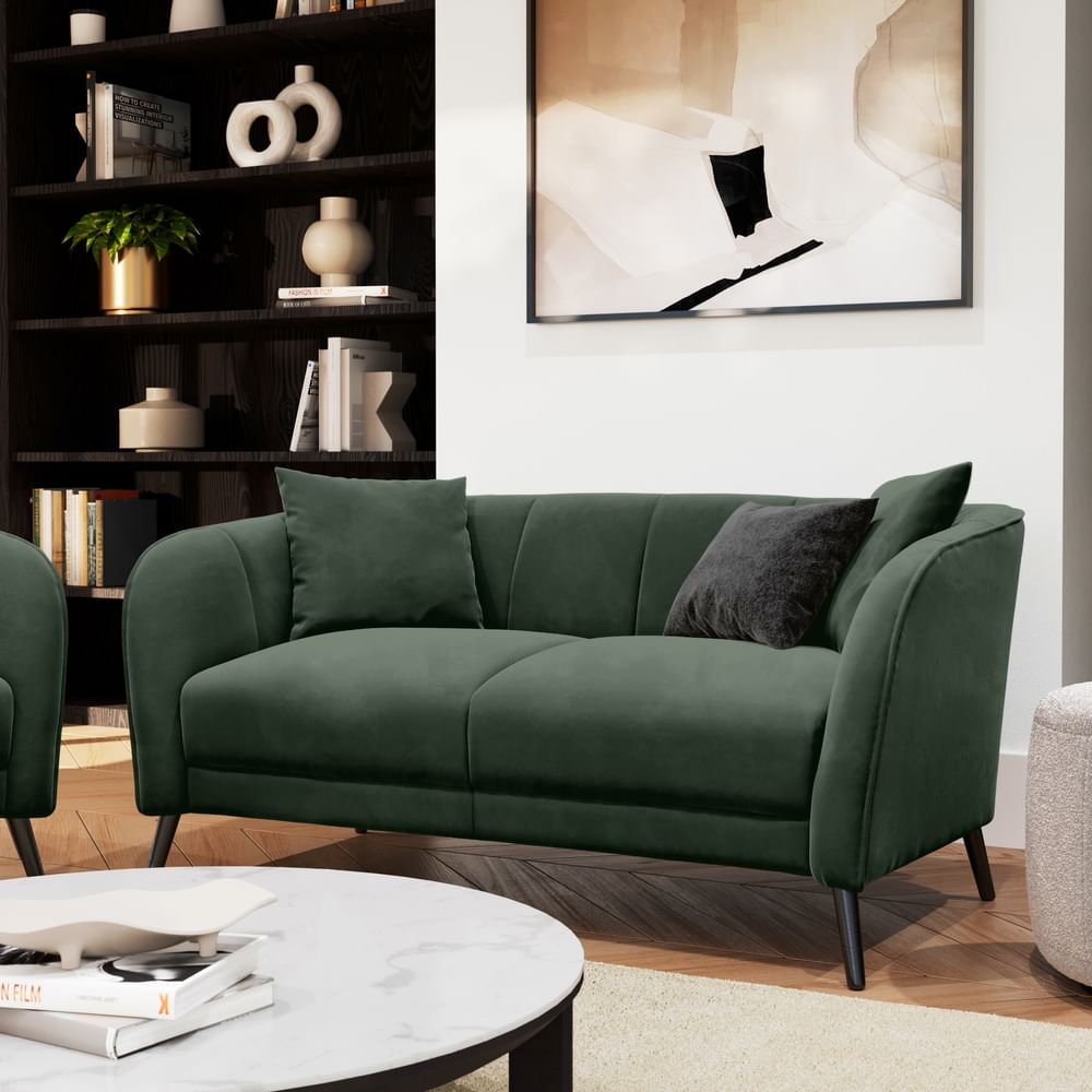 Loren 2 Seater Sofa, Moss Green Classic Velvet