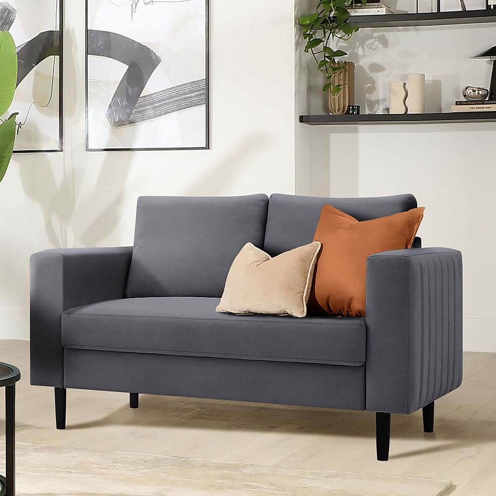 Lana 2 Seater Sofa, Slate Grey Classic Plush Fabric