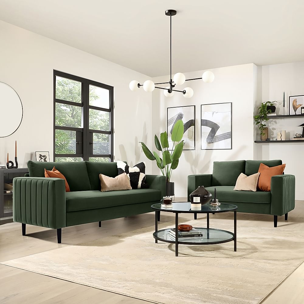 Lana 3+2 Seater Sofa Set, Moss Green Classic Velvet