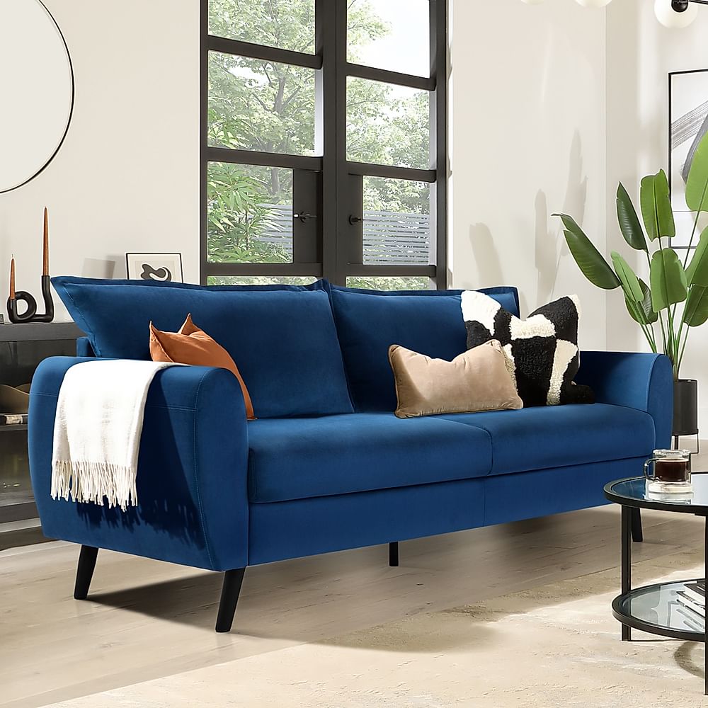 Grace 3 Seater Sofa, Blue Classic Velvet