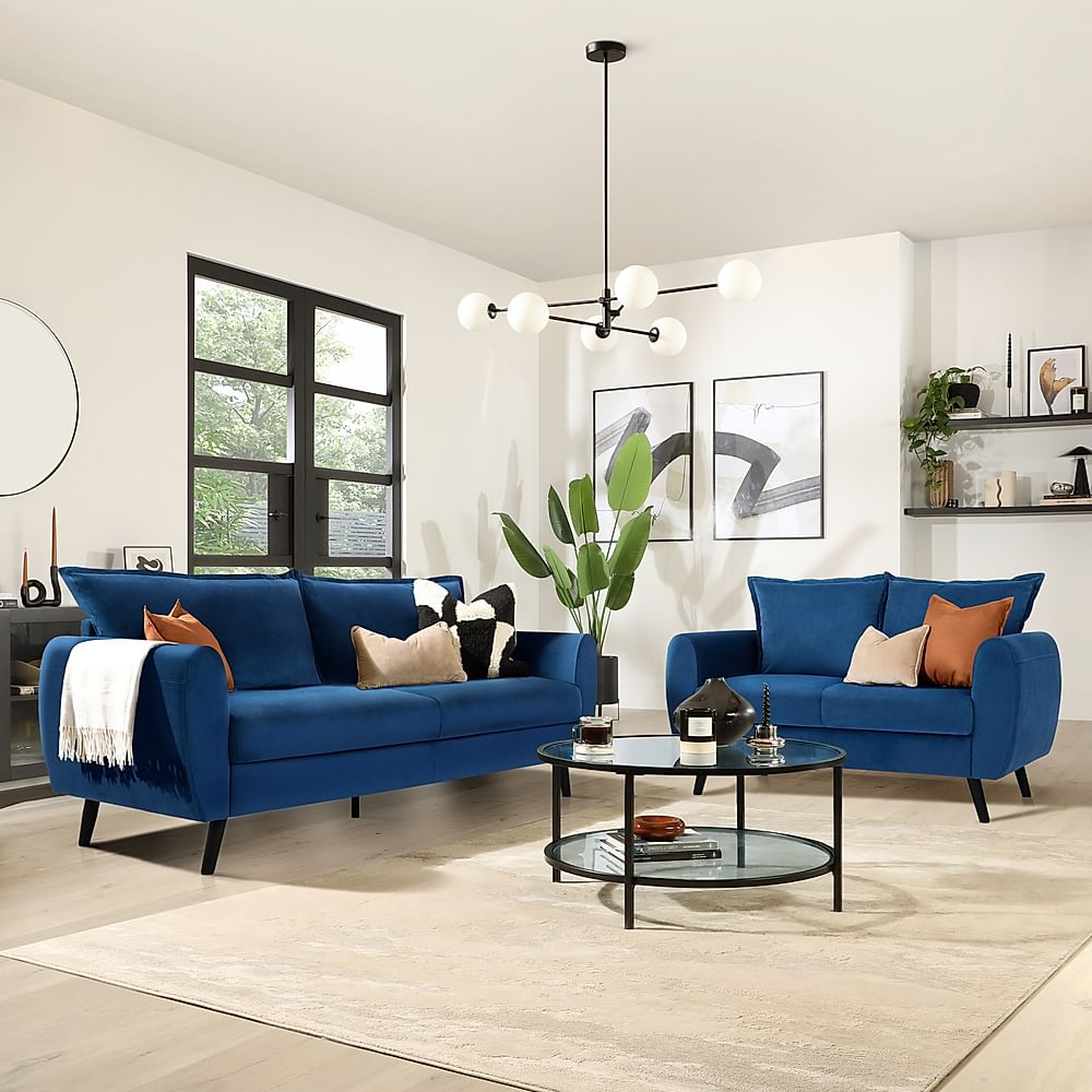 Grace 3+2 Seater Sofa, Blue Classic Velvet