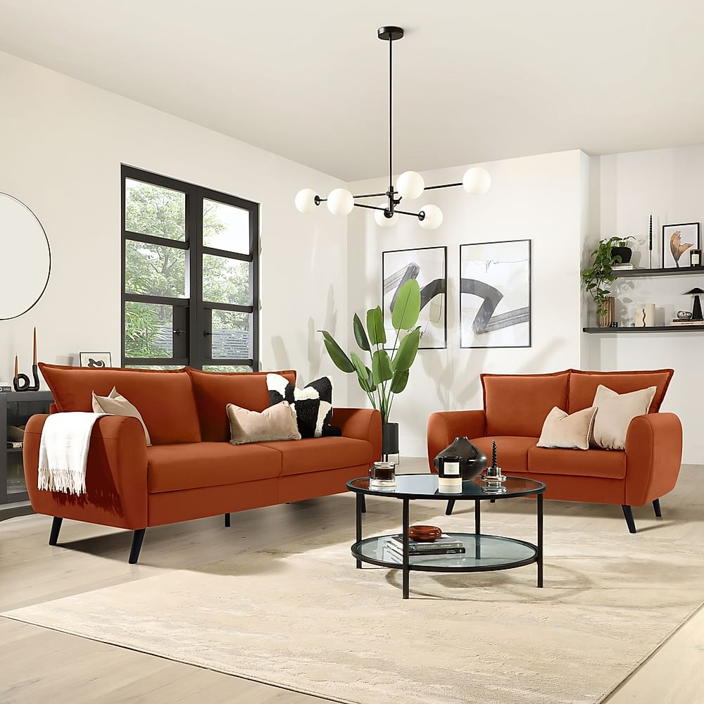 Grace 3+2 Seater Sofa, Burnt Orange Classic Velvet