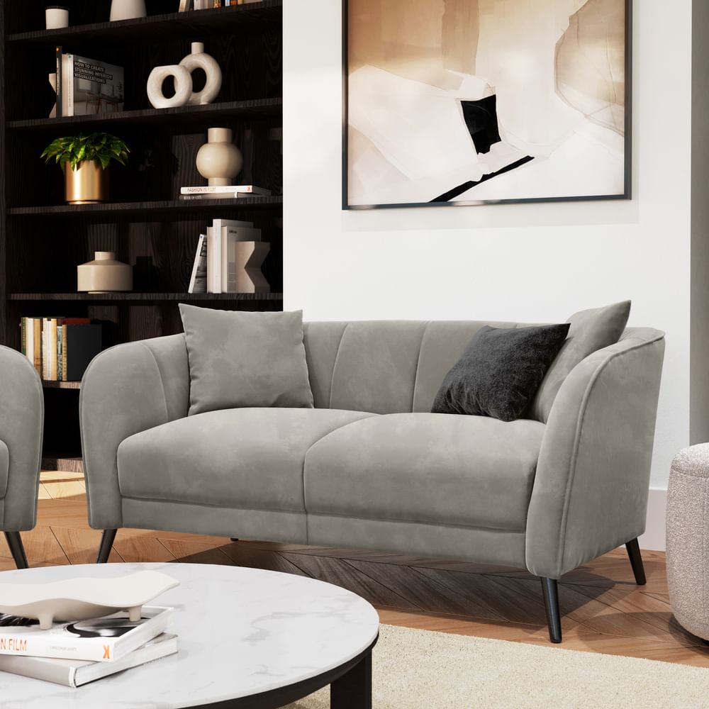 Loren 2 Seater Sofa, Grey Classic Velvet