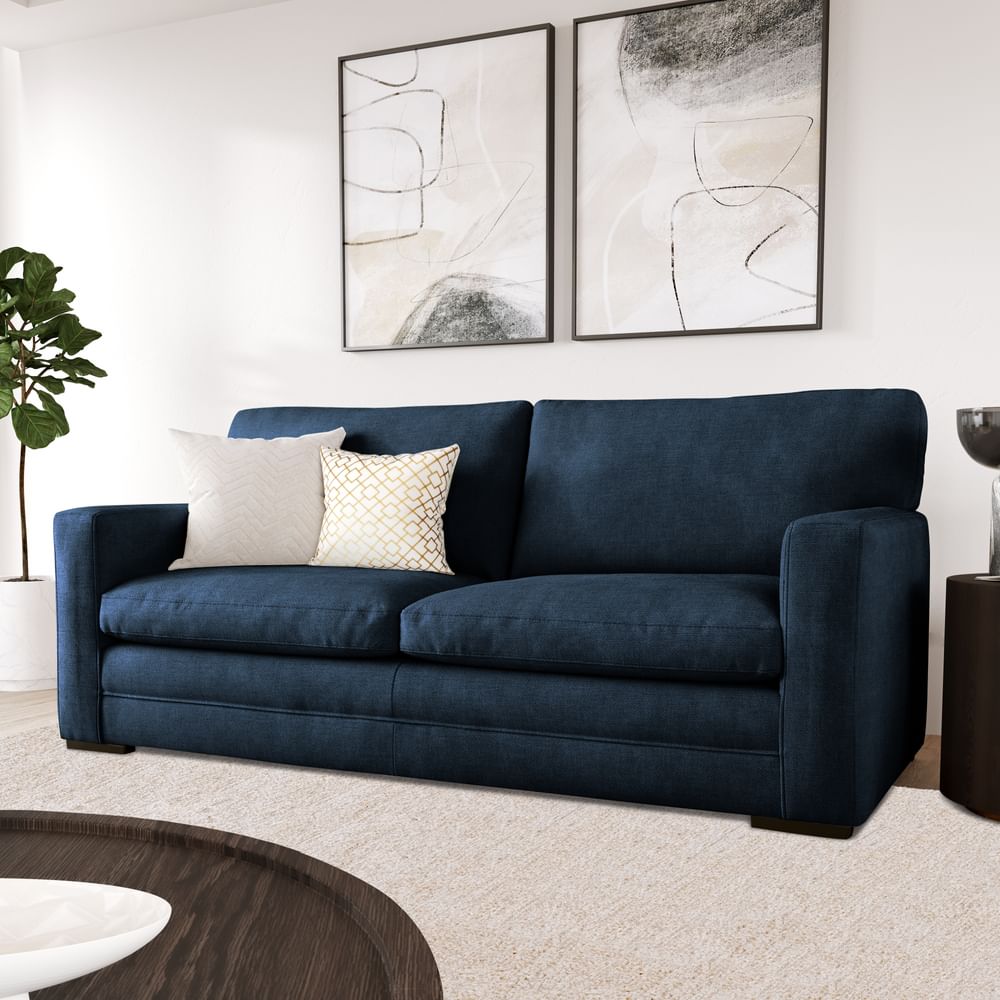 Arden 3 Seater Sofa, Navy Blue House Plush Fabric