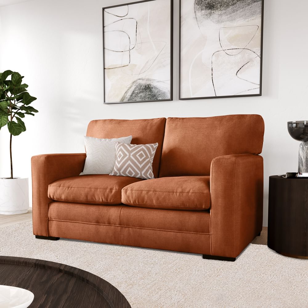 Arden 2 Seater Sofa, Burnt Orange House Plush Fabric