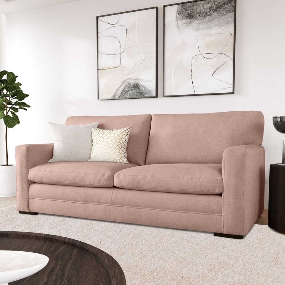 Arden 3 Seater Sofa, Dusky Pink House Plush Fabric