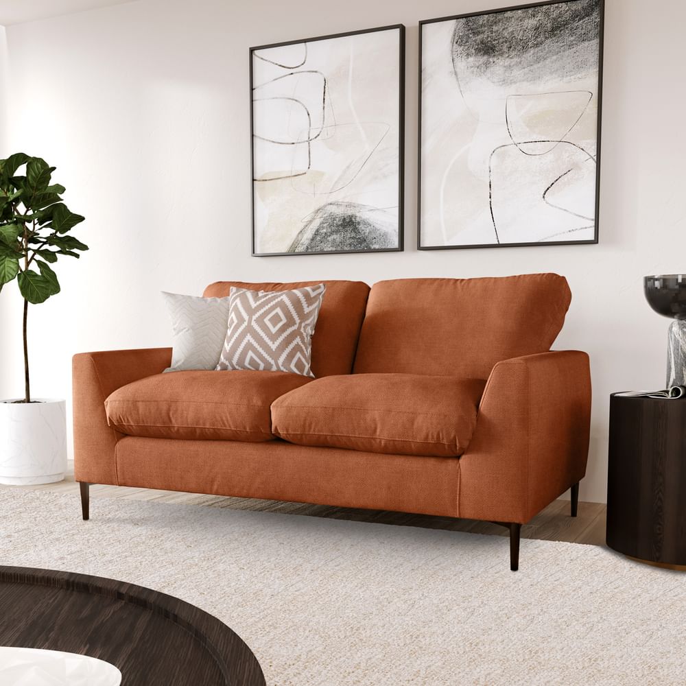 Lexi 2 Seater Sofa, Burnt Orange House Plush Fabric