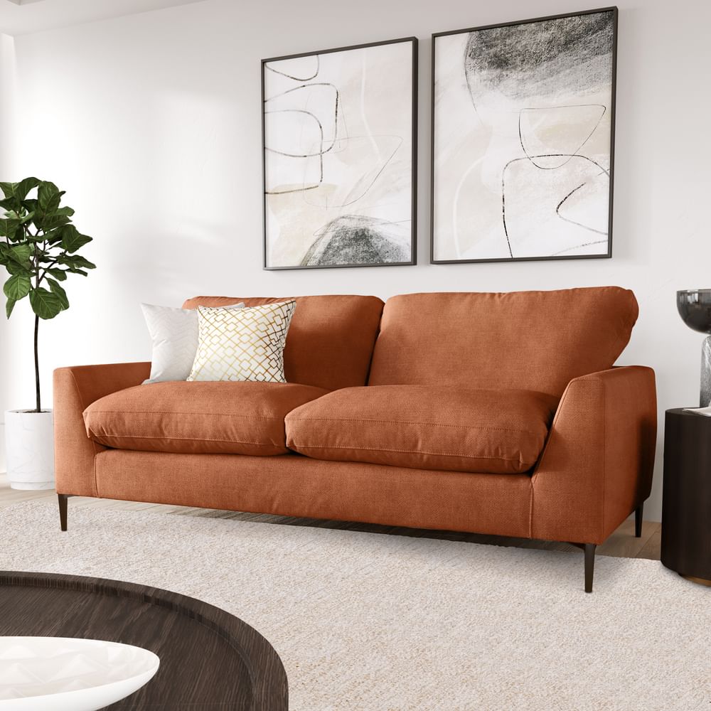 Lexi 3 Seater Sofa, Burnt Orange House Plush Fabric