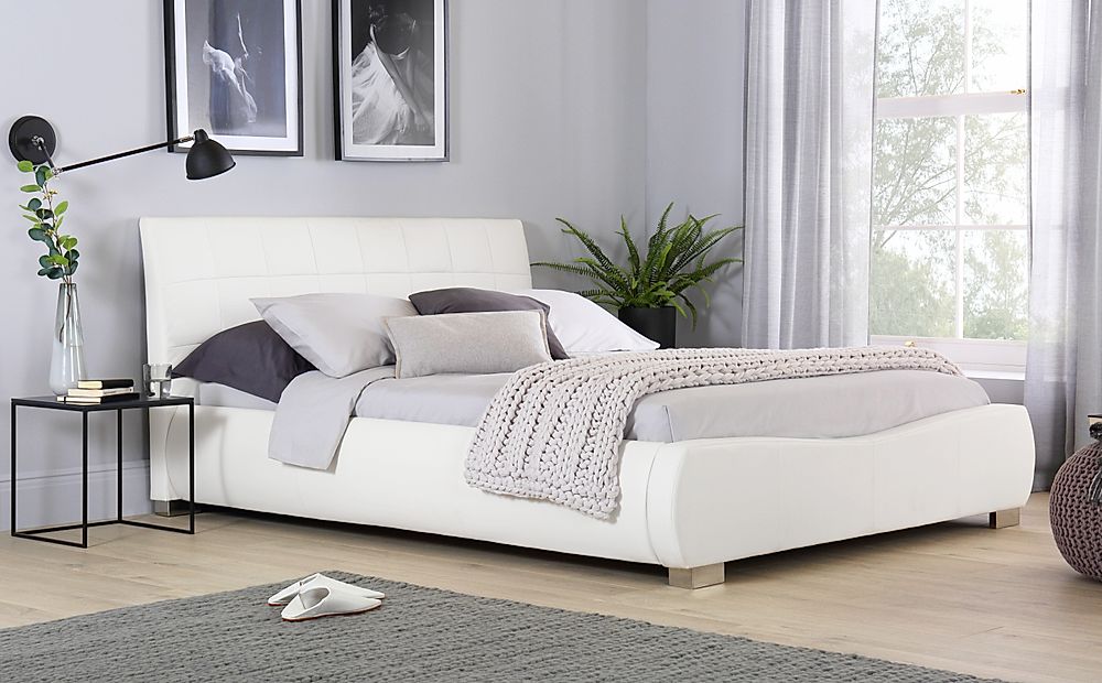 white leather double sofa bed