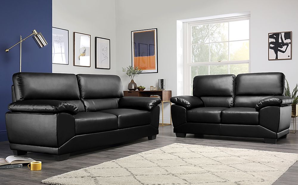 oregon black leather sofa