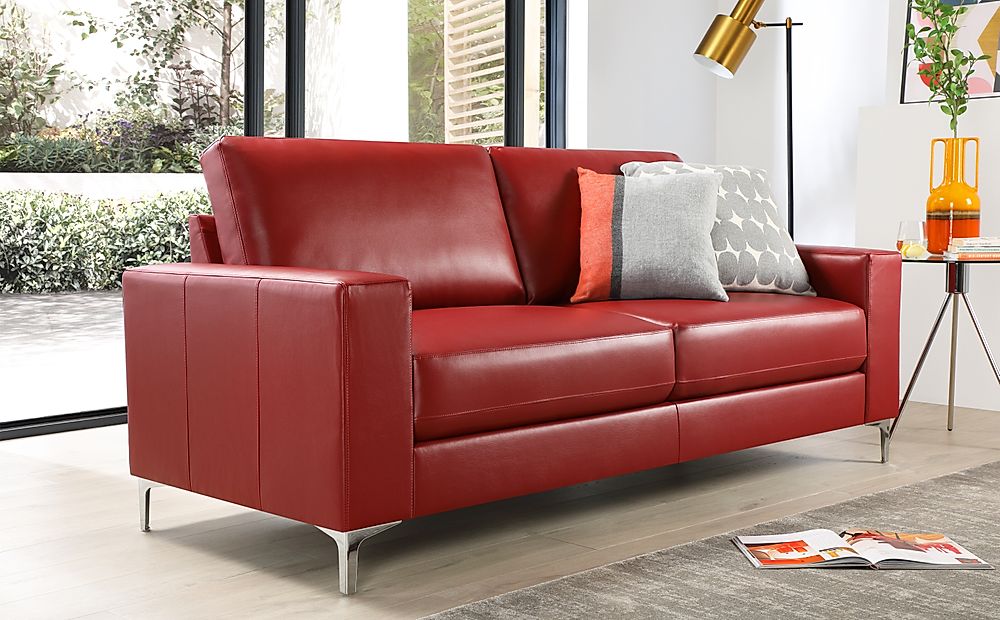 red leather sofa bed couch