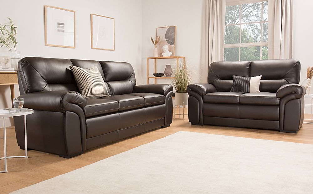 3 seater and 2 seater leather sofa