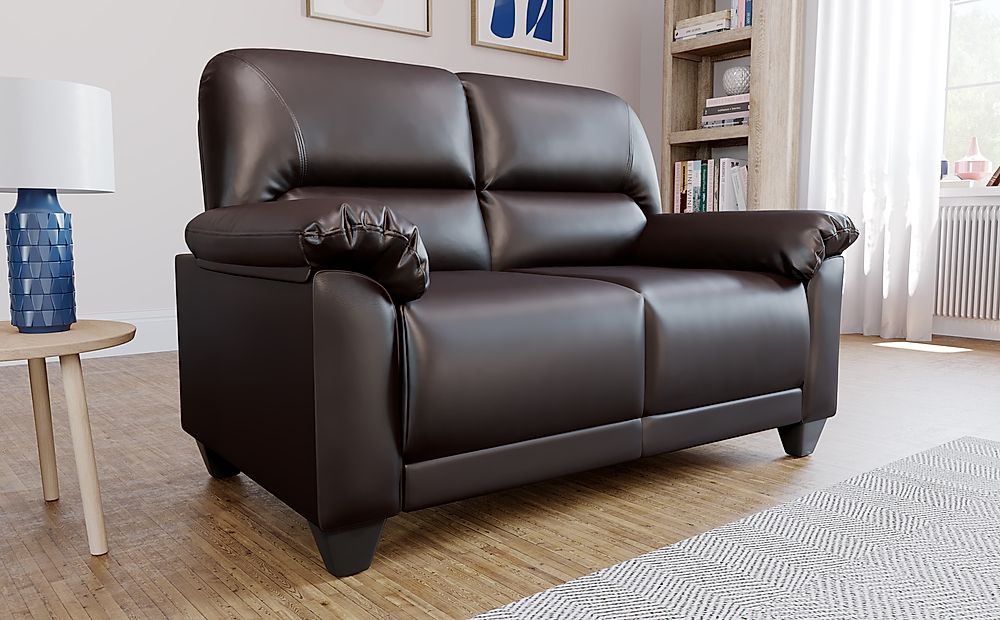 Kenton Small 2 Seater Sofa, Brown Classic Faux Leather