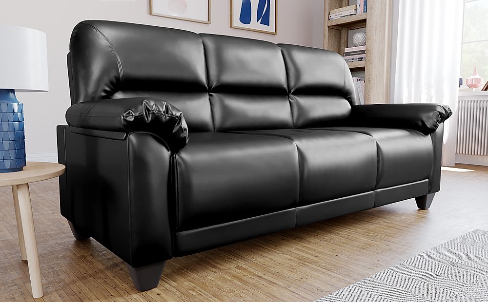 compact 3 seater leather sofa
