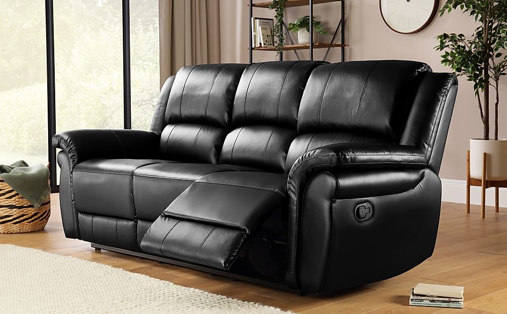 Lombard Black Leather 3 Seater Recliner Sofa Only £599.99 | Furniture ...