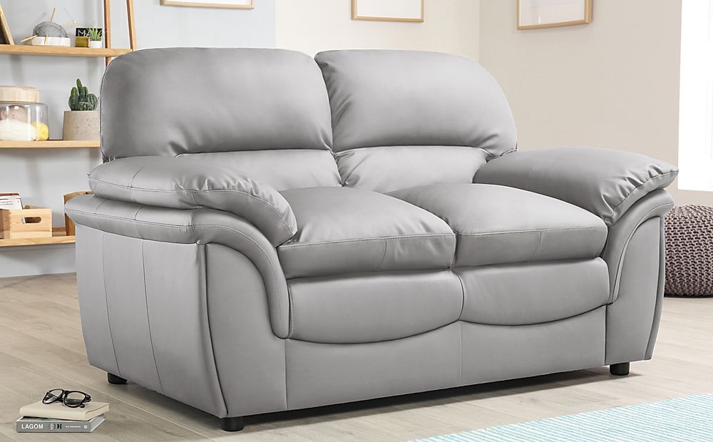 Rochester Light Grey Leather 2 Seater Sofa 