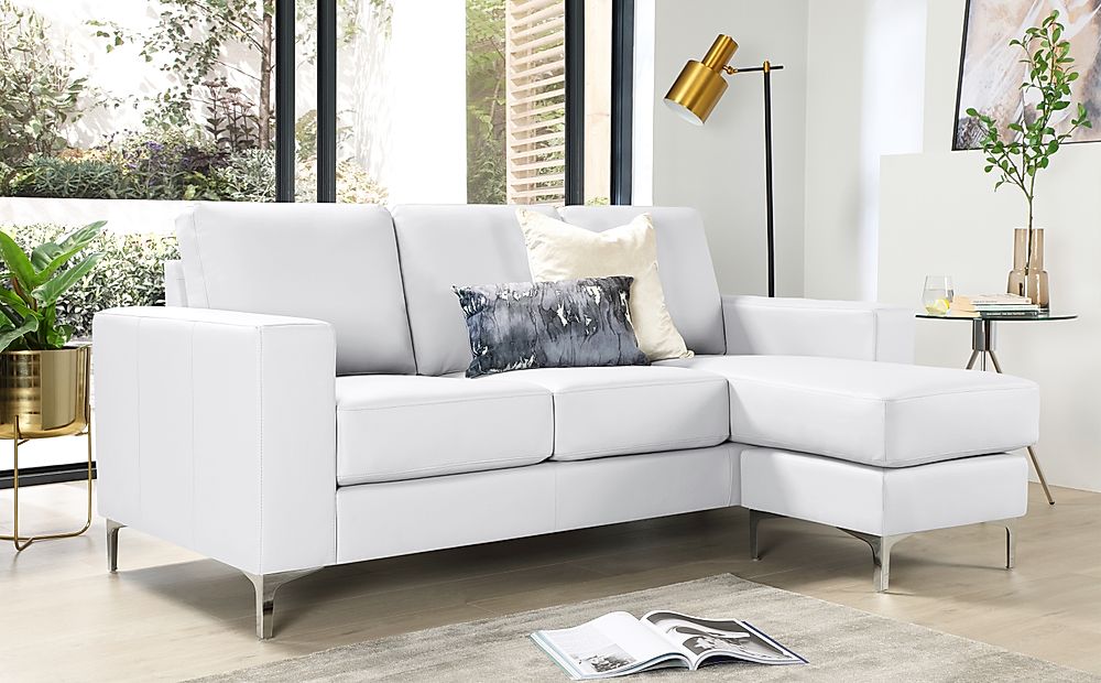 small white leather corner sofa